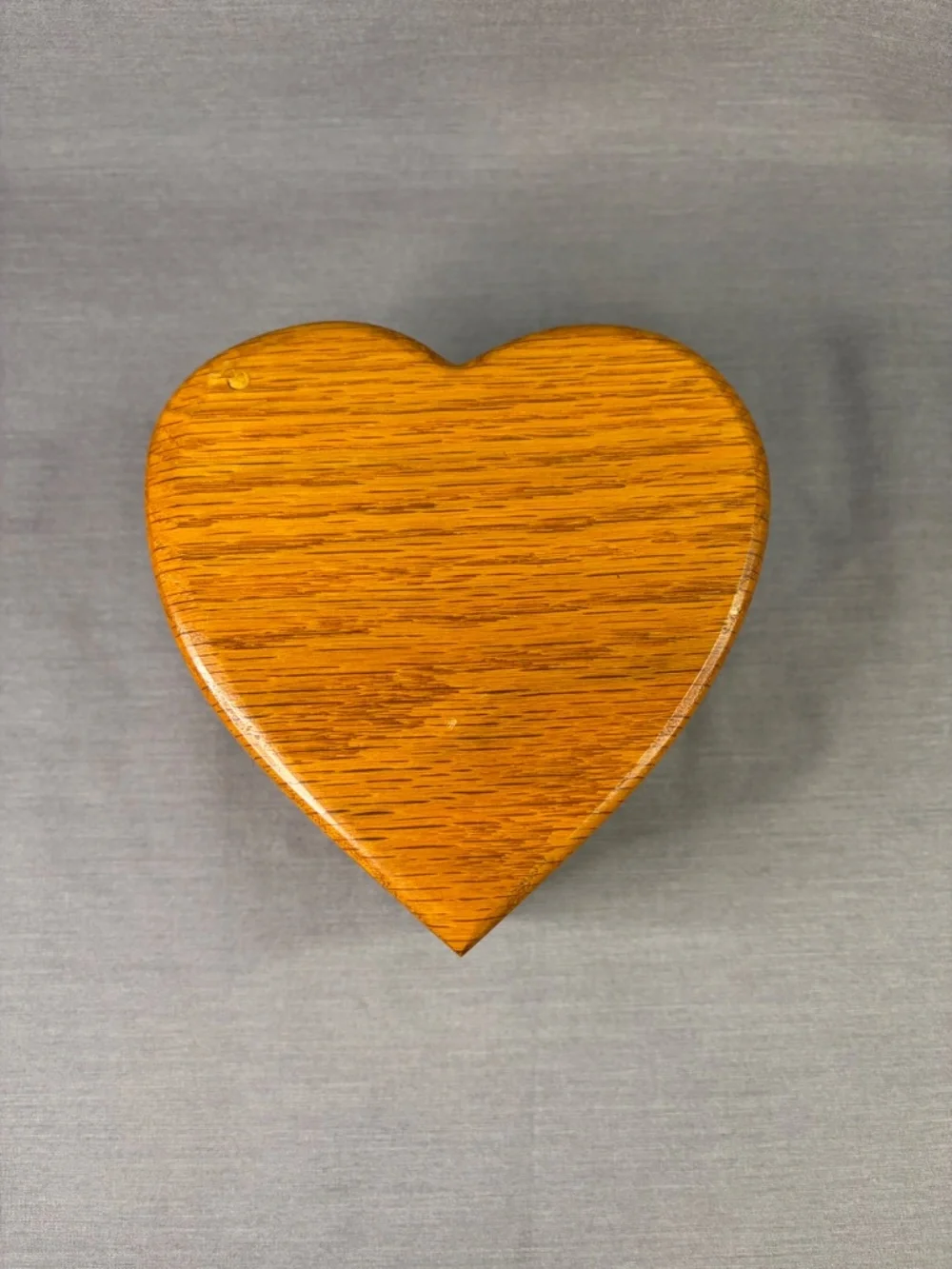 Vintage Oak Trinket Jewelry Box Velvet Lined Swivel Lid Handmade Wooden Heart